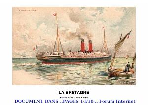 GUERRE 14-18 x NAVIRE HOPITAL LA BRETAGNE